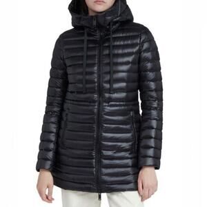 The Recycled Planet NWT Roma Hooded Longline Quilted Puffer Jacket Black L
